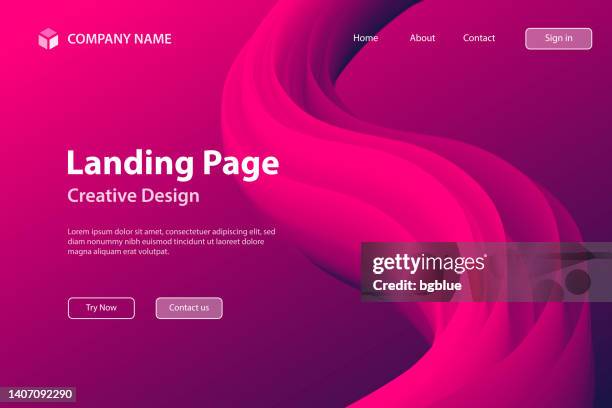 landing page template - fluid abstract design on pink gradient background - 紫紅色 幅插畫檔、美工圖案、卡通及圖標