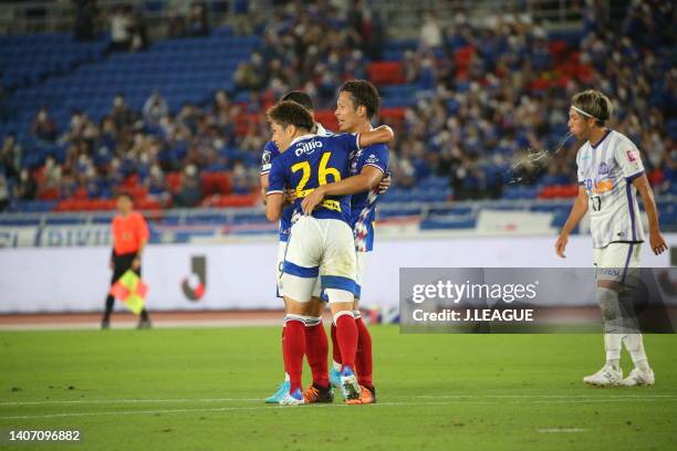 Yuta KOIKE of Yokohama F･Marinos celebrates scoring his side's first goal during the J.LEAGUE Meiji Yasuda J1 20th Sec. Match between Yokohama...