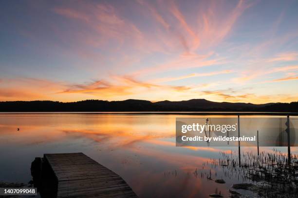 sunset at the merimbula boardwalk, nsw, australia. - golden hour stock pictures, royalty-free photos & images