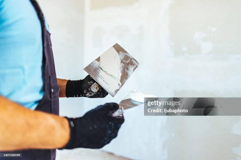 Plastering eine Wand