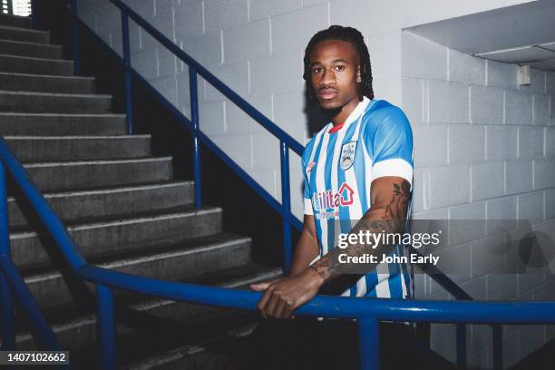 Huddersfield Town unveil new signing David Kasumu on July 01, 2022 at the John Smith's Stadium in Huddersfield, England.