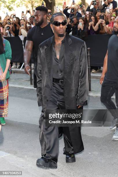 Offset arrives at Balenciaga on July 06, 2022 in Paris, France.