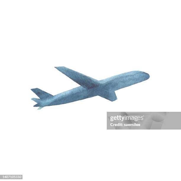 aquarell flugzeug sillouette - delivery company logos stock-grafiken, -clipart, -cartoons und -symbole