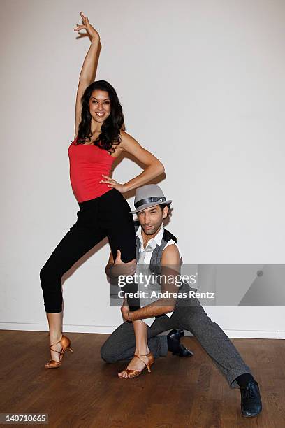 Model Rebecca Mir and dance partner Massimo Sinato train for 'Let's Dance' TV Show at Stagefactory on March 5, 2012 in Berlin, Germany. RTL's 'Let's...