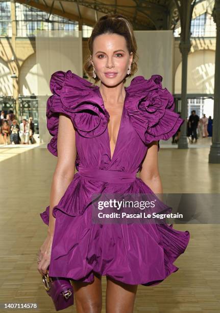 Kate Beckinsale attends the Elie Saab Haute Couture Fall Winter 2022 2023 show as part of Paris Fashion Week on July 06, 2022 in Paris, France.