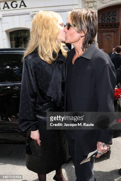 Nicole Kidman and Keith Urban depart at Balenciaga on July 06, 2022 in Paris, France.