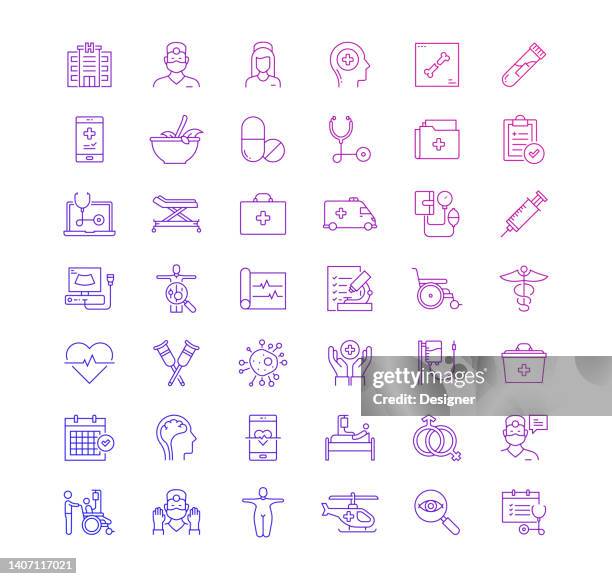 ilustrações de stock, clip art, desenhos animados e ícones de simple set of healthcare and medical related vector thin line icons. outline symbol collection - saúde e medicina