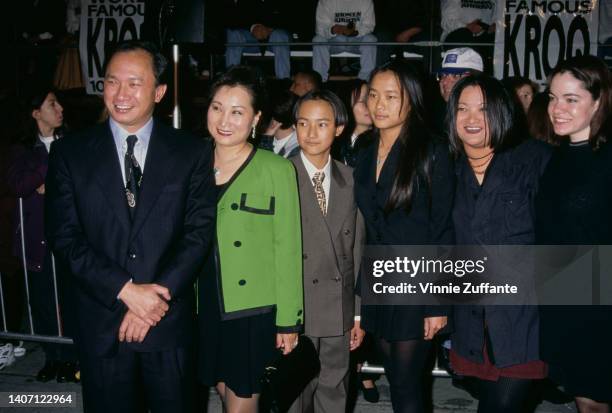 Hong Kong film director John Woo with his wife, Annie Woo Ngau Chun-lung, their son Woo Yee-fong, and daughters, Woo Sheung-fong and Angeles Woo,...