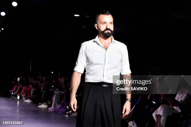 Fashion designer Julien Fournie walks the runway during the Julien Fournie Haute Couture Fall Winter 2022 2023 show as part of Paris Fashion Week on...