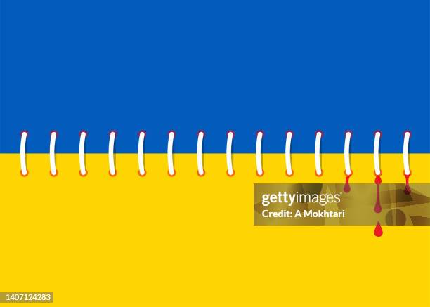 ukraine flag scarred - post traumatic stress disorder stock illustrations