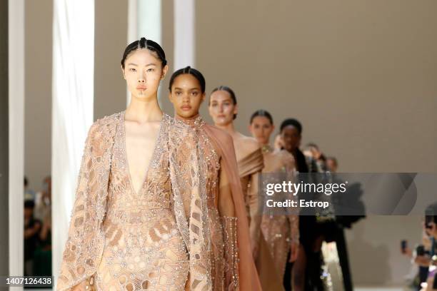 Atmosphere detail during the Elie Saab Haute Couture Fall-Winter 2022-2023 show as part of Paris Fashion Week on July 6, 2022 in Paris, France.