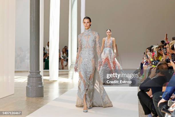 Atmosphere detail during the Elie Saab Haute Couture Fall-Winter 2022-2023 show as part of Paris Fashion Week on July 6, 2022 in Paris, France.