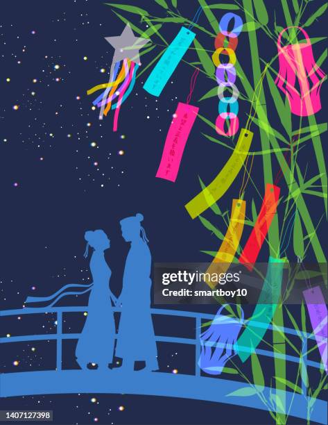 ilustrações de stock, clip art, desenhos animados e ícones de tanabata - japanese star festival - festival tanabata