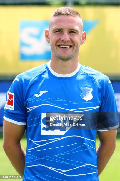 Pavel Kaderabek of TSG Hoffenheim poses during the team presentation at the club's training ground on July 06, 2022 in Zuzenhausen, Germany.