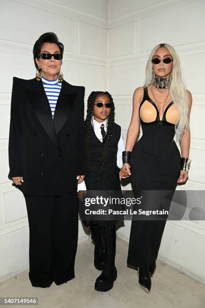 Kris Jenner, North West and Kim Kardashian attend the Jean-Paul Gaultier Haute Couture Fall Winter 2022 2023 show as part of Paris Fashion Week on...