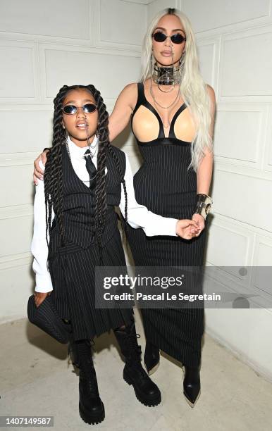 North West and Kim Kardashian attend the Jean-Paul Gaultier Haute Couture Fall Winter 2022 2023 show as part of Paris Fashion Week on July 06, 2022...