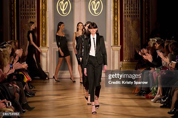 Models walk the runway during the Valentin Yudashkin Ready-To-Wear Fall/Winter 2013 show as part of Paris Fashion Week at Hotel Westin on March 5,...