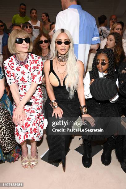 Anna Wintour, Kim Kardashian and North West attend the Jean-Paul Gaultier Haute Couture Fall Winter 2022 2023 show as part of Paris Fashion Week on...