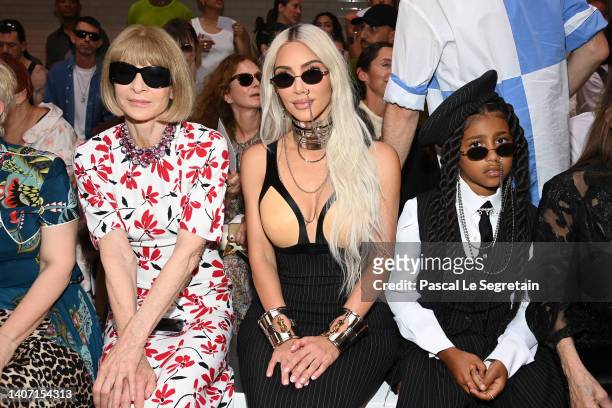 Anna Wintour, Kim Kardashian and North West attend the Jean-Paul Gaultier Haute Couture Fall Winter 2022 2023 show as part of Paris Fashion Week on...