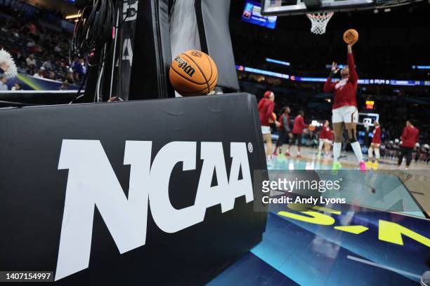 Game ball before the South Carolina Gamecocks against the Connecticut Huskies in the championship game of the 2022 NCAA Women's Basketball Tournament...
