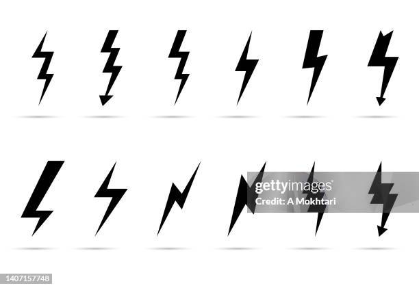 sets of lightning icons. lightning icons. - speed logo stock illustrations