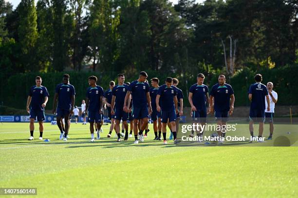 Players of FC Internazionale Milano during the FC Internazionale training session at the club's training ground Suning Training Center at Appiano...