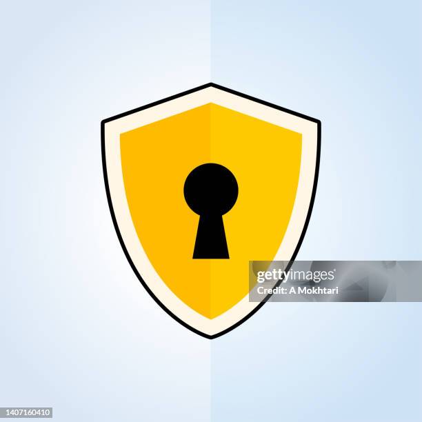 shield icon with padlock lock. - safe lock stock illustrations