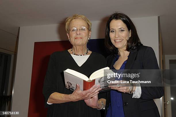 Wibke Bruhns and Anne Will attend the book Release Nachrichtenzeit at the Dussmann store on March 5, 2012 in Berlin, Germany.