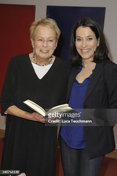 Wibke Bruhns and Anne Will attend the book Release Nachrichtenzeit at the Dussmann store on March 5, 2012 in Berlin, Germany.