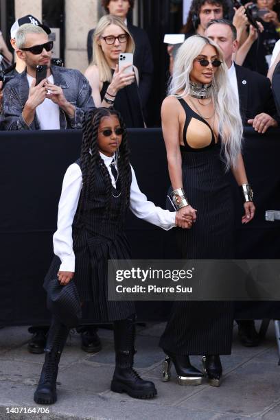 Kim Kardashian and North West attend the Jean Paul Gaultier Couture Fall Winter 2022 2023 show as part of Paris Fashion Week on July 06, 2022 in...