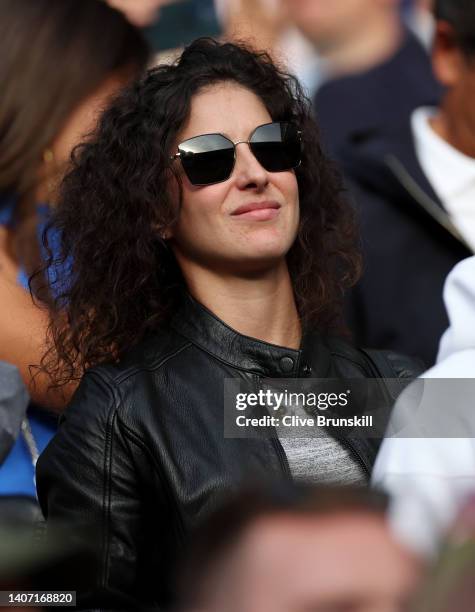 Maria Francisca Perello looks on as Rafael Nadal of Spain celebrates their win against Taylor Fritz of The United States during their Men's Singles...