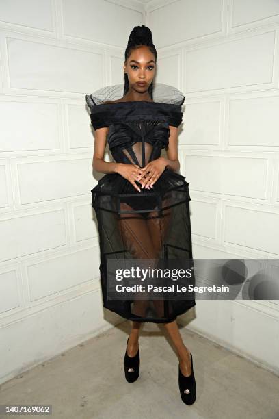 Jourdan Dunn attends the Jean-Paul Gaultier Haute Couture Fall Winter 2022 2023 show as part of Paris Fashion Week on July 06, 2022 in Paris, France.