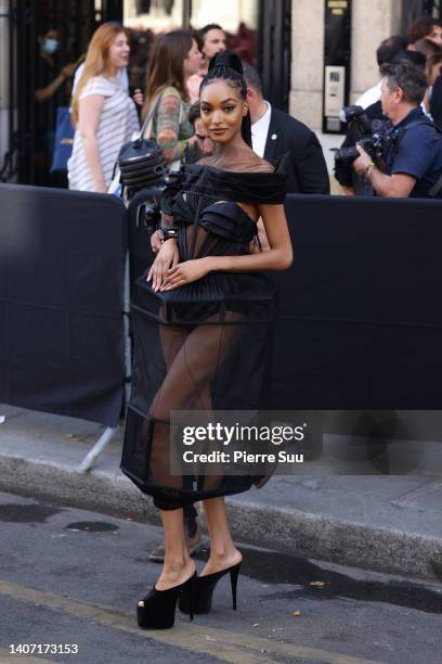 Jourdan Dunn attends the Jean Paul Gaultier Couture Fall Winter 2022 2023 show as part of Paris Fashion Week on July 06, 2022 in Paris, France.