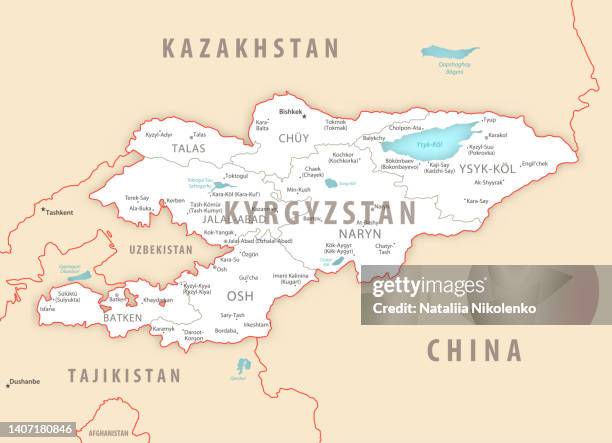 Kyrgyzstan Detailed Map With Regions And Cities Of The Country High Res Kyrgyzstan Detailed Map With Regions And Cities Of The Country 