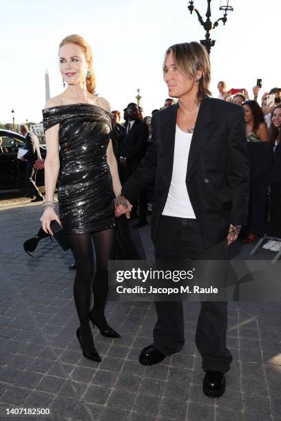 Nicole Kidman and Keith Urban arrive at Hotel de la Marine on July 06, 2022 in Paris, France.