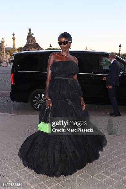 Anok Yai arrives at Hotel de la Marine on July 06, 2022 in Paris, France.