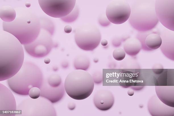 pink matte spheres on pastel background. - magenta stock-fotos und bilder