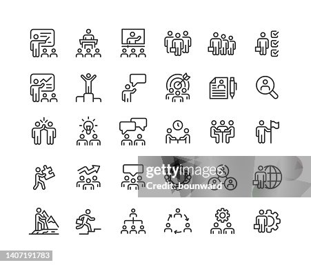 Business Teamwork People Line Icons. Editable Stroke. Business Teamwork People Line Icons. Editable Stroke.
