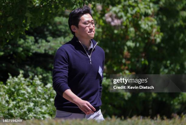 Bom Kim, founder of Coupang, walks from lunch during the Allen & Company Sun Valley Conference on July 06, 2022 in Sun Valley, Idaho. The world's...