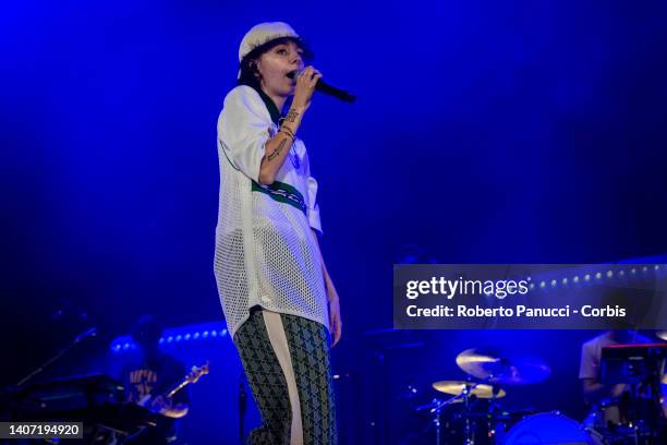 Italian singer Ariete performs on July 6, 2022 in Rome, Italy.