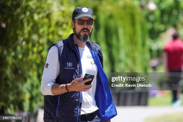 Josh Kroenke, American businessman and franchisor, walks from lunch during the Allen & Company Sun Valley Conference on July 06, 2022 in Sun Valley,...