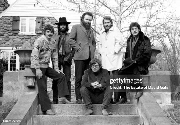 Vocalist and bassist Rick Danko , pianist Richard Manual , keyboardist Garth Hudson, drummer Levon Helm and guitarist Robbie Robertson, of the...