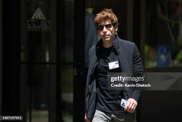 Sam Altman, CEO of OpenAI, walks from lunch during the Allen & Company Sun Valley Conference on July 06, 2022 in Sun Valley, Idaho. The world's most...