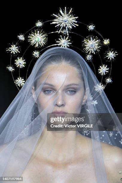 Model walks the runway during the Zuhair Murad Haute Couture Fall/Winter 2022-2023 fashion show as part of the Paris Haute Couture Fashion Week on...