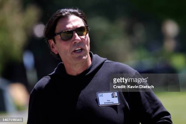 Tim Armstrong, founder and CEO of Flowcode, walks to lunch during the Allen & Company Sun Valley Conference on July 06, 2022 in Sun Valley, Idaho....