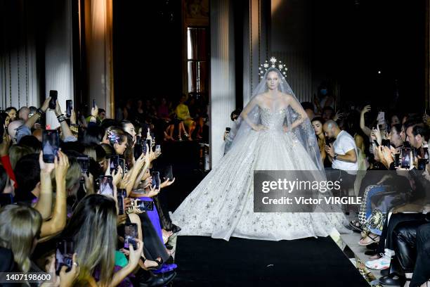 Model walks the runway during the Zuhair Murad Haute Couture Fall/Winter 2022-2023 fashion show as part of the Paris Haute Couture Fashion Week on...