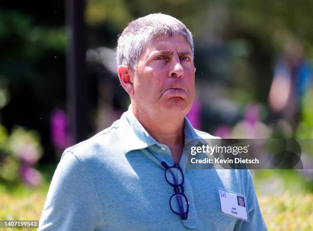 Jeff Shell, CEO of NBCUniversal, walks from lunch at the Allen & Company Sun Valley Conference on July 06, 2022 in Sun Valley, Idaho. The world's...