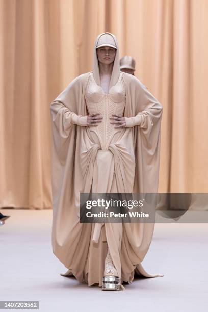 Amber Later walks the runway during the Jean-Paul Gaultier Haute Couture Fall Winter 2022 2023 show as part of Paris Fashion Week on July 06, 2022 in...