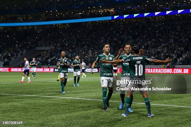 Breno Lopes of Palmeiras CL during a Copa Libertadores round of sixteen second leg match between Palmeiras and Cerro Porteño at Allianz Parque on...