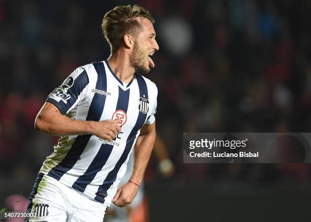 Angelo Martino of Talleres celebrates after scoring the second goal of his team during a Copa Libertadores round of sixteen second leg match between...